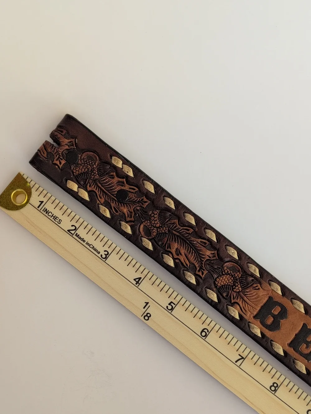 Hand-Tooled Brown Leather Child's Name Belt 